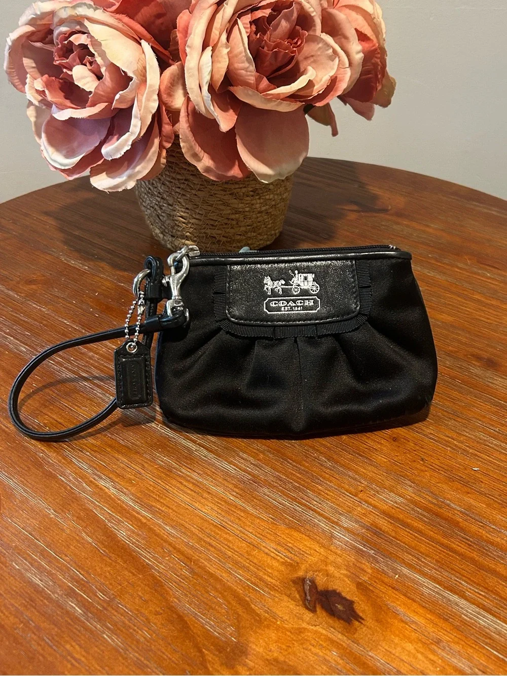 COACH Black Satin Wristlet Wallet